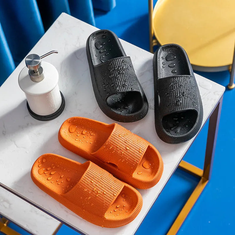 EVA solid sandals in orange colour with 32cm platform sole for indoor home use