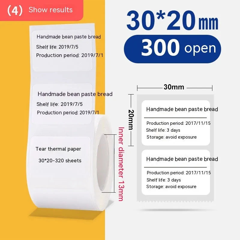 Roll of white 40x40mm four-proof thermosensitive paper adhesive labels for retail pricing applications