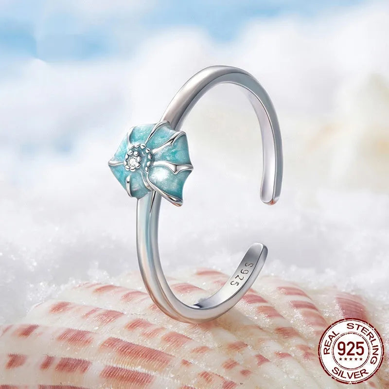 Silver conch open ring for women with electroplated finish in BSR672-E colour