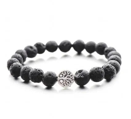 Alloy volcano white turquoise bracelet with natural stone beads in green tiger eye, black agate and blue stone options