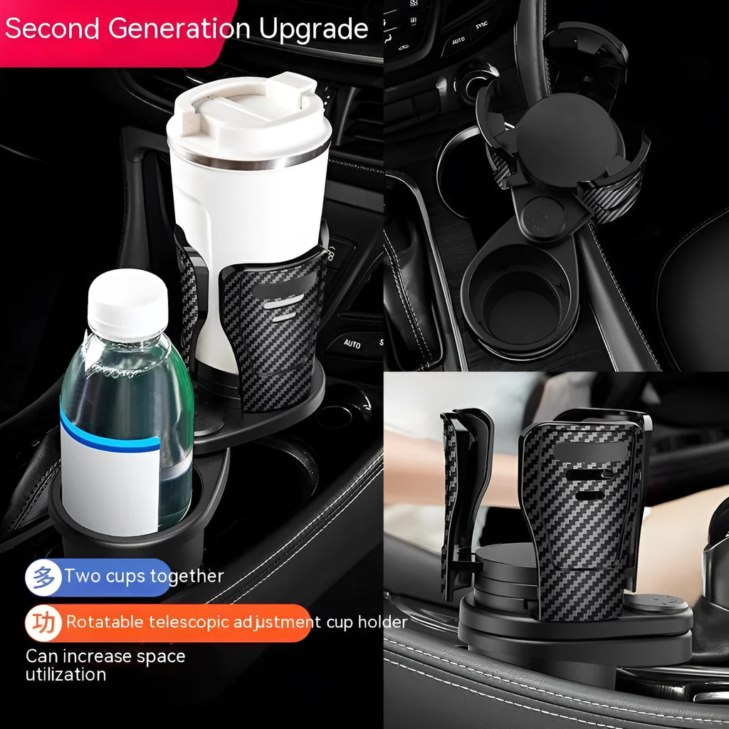 Second generation car cup holder modification in ABS plastic with carbon fibre or matte finish