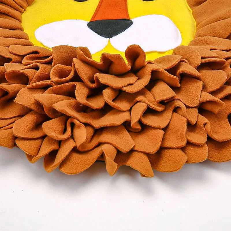 Brown Lion pet sniffing pad blanket for dogs and cats as an interactive food hiding toy