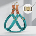 Brown vest-style dog leash showing cotton belt construction with alloy fastener
