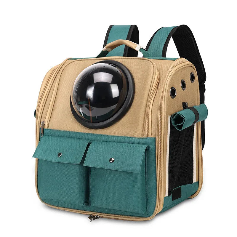 Solid-colour polyester cat space capsule backpack for cats up to 7.00kg, portable pet carrier bag