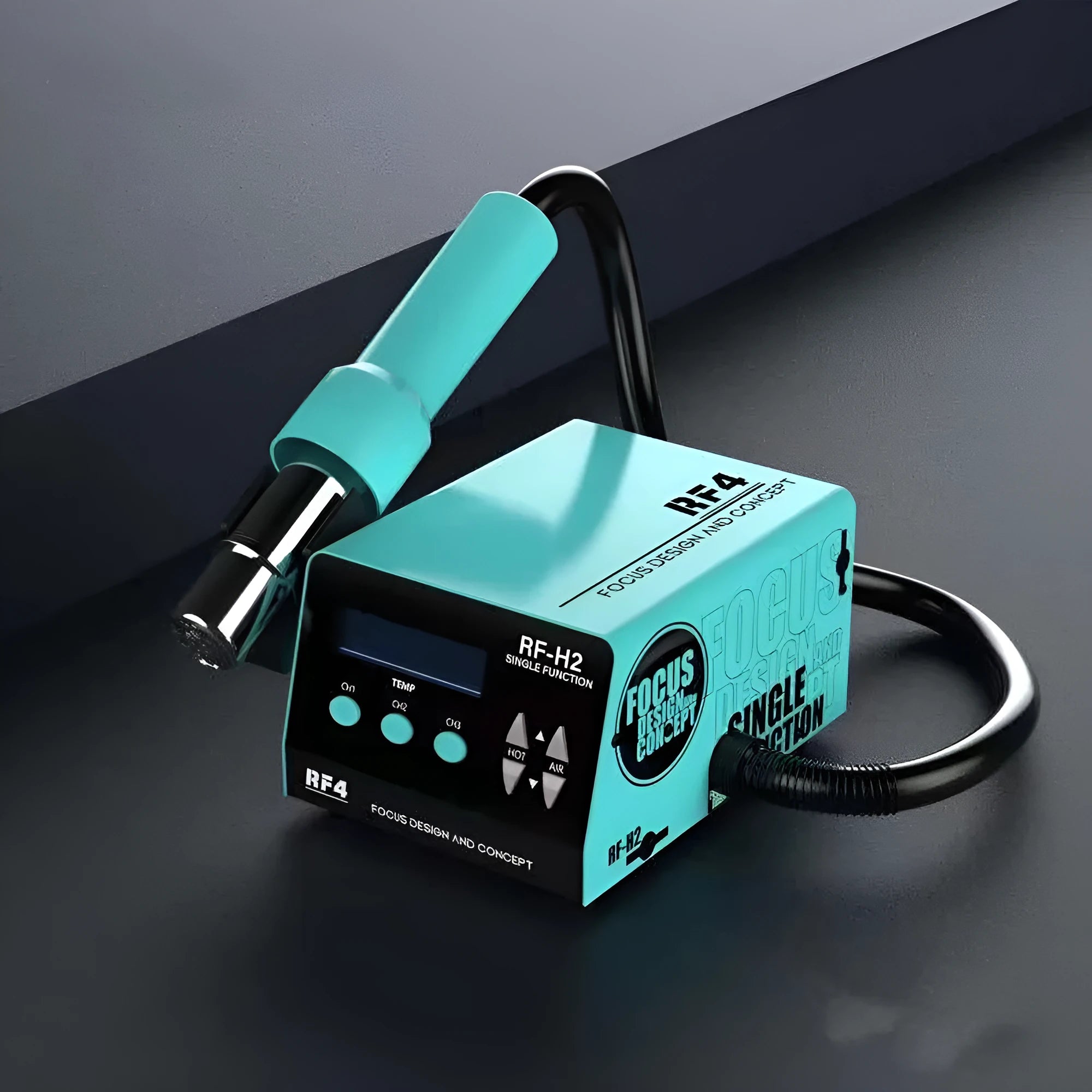 RF4H2 digital display heat gun with three nozzles for electronics repair work