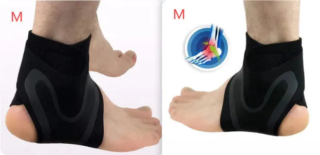 Ankle support brace for left or right foot, shown in sizes for shoe sizes 37 to 46.