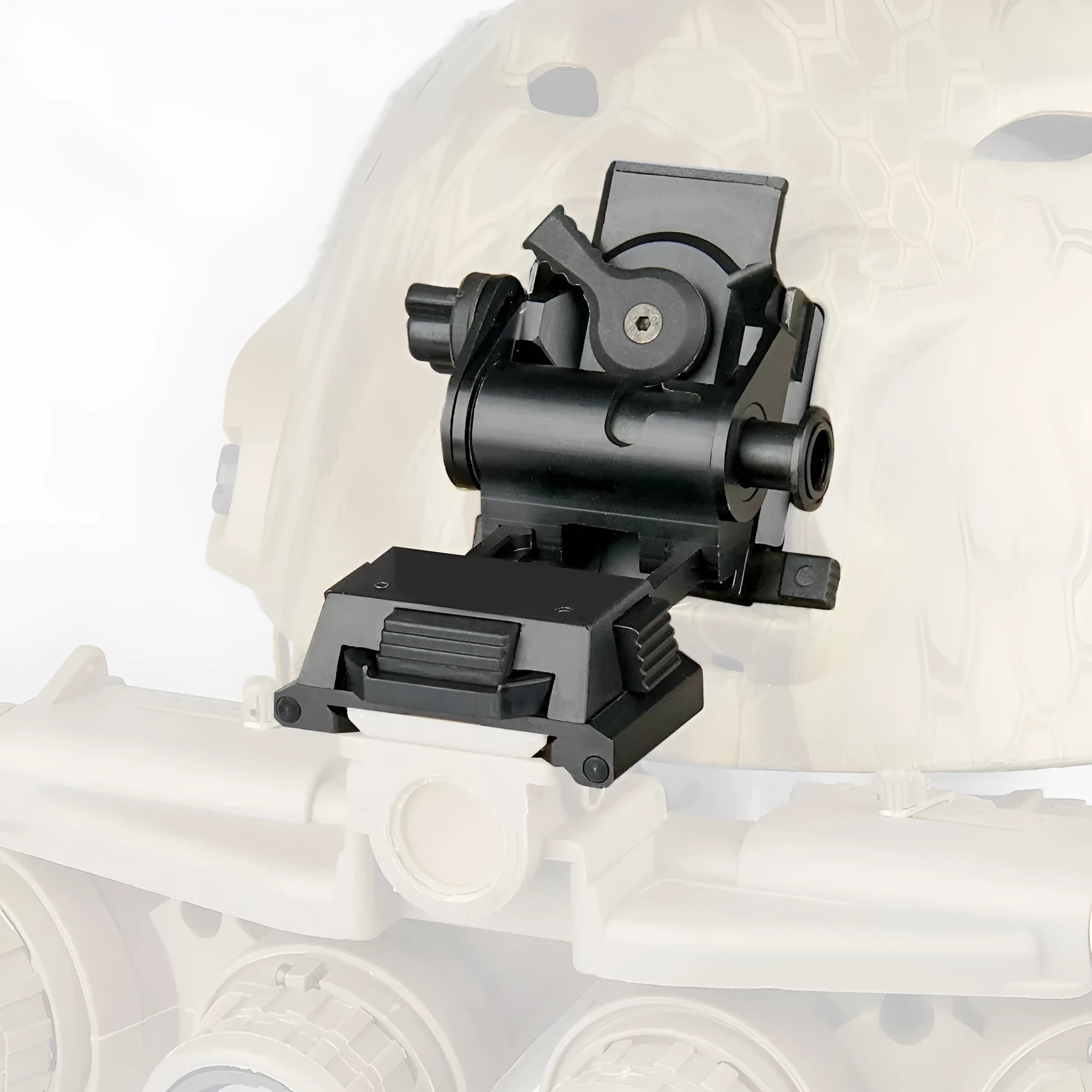 Metal alloy G24 night vision helmet mount with breakaway base in dark earth colour