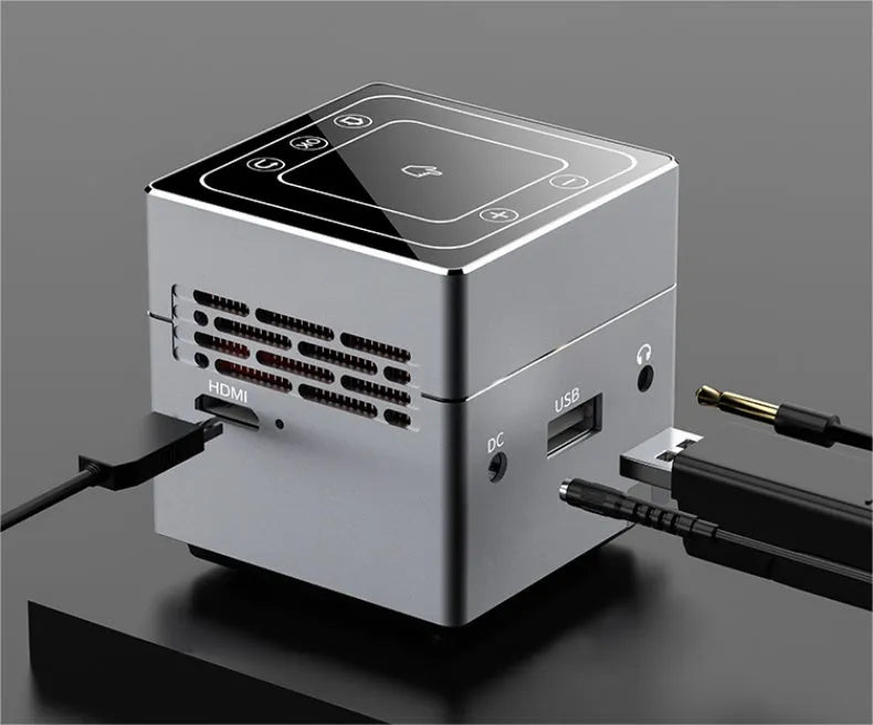 Small portable HD projector wireless hand connection, 300ANSI lumens, 3400mAh battery, 16GB ROM, 0.19kg body weight