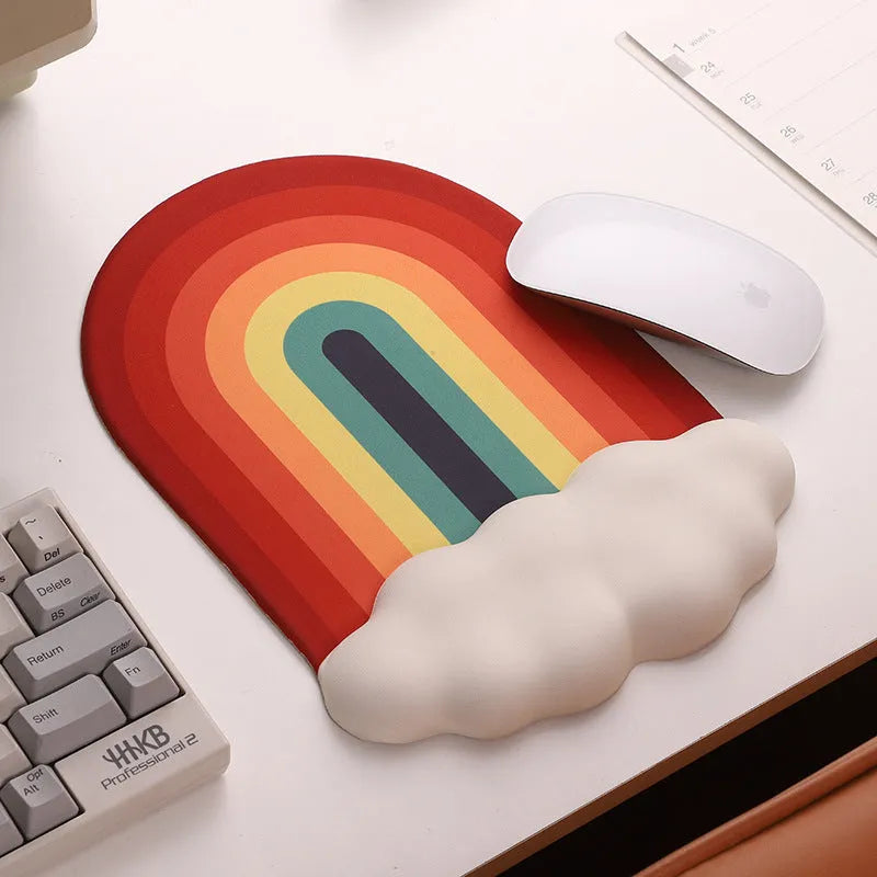 Silica gel wrist rest mouse pad and keyboard support set with cloud pattern in silicone material