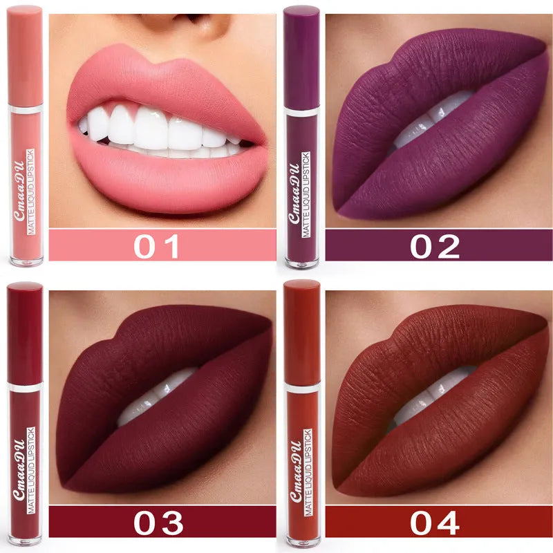 10-pack women's waterproof matte lipstick set with compact packaging and photo-ready colours