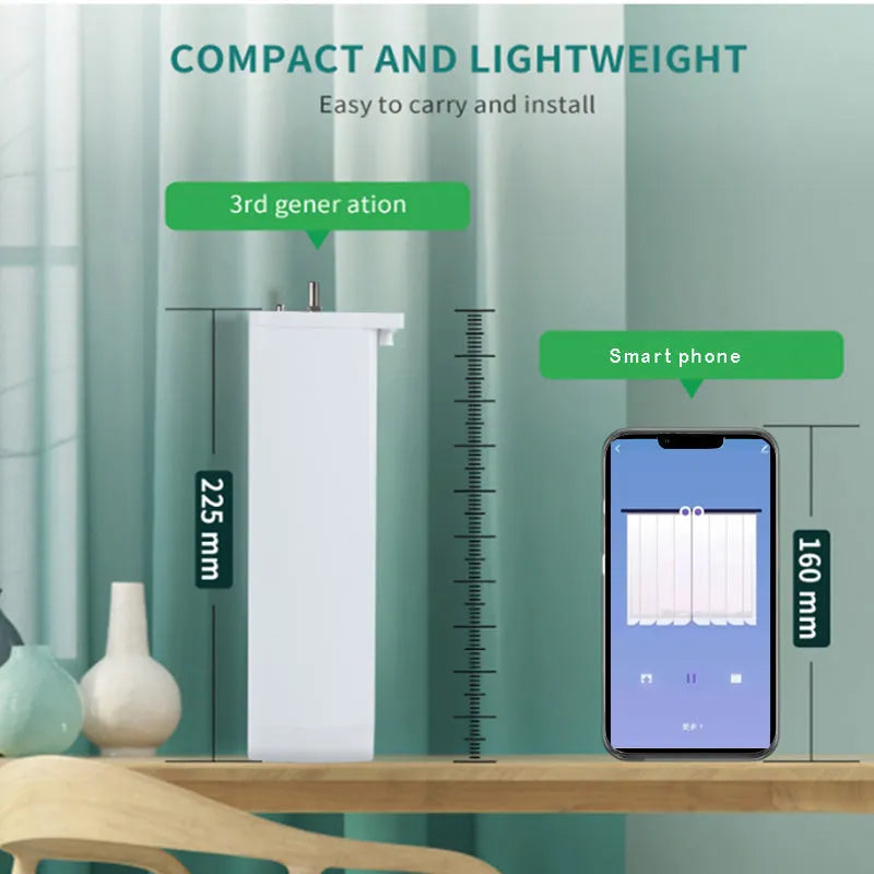 Smart curtain electric motor with aluminium track and remote control for automated window coverings
