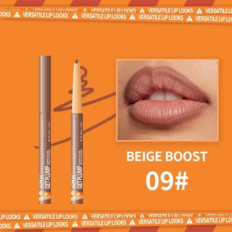 12-colour lip liner pencil set with 3.5g net content, colour-resistant formula, shades include nude pink spice cocoa beige taupe brown.