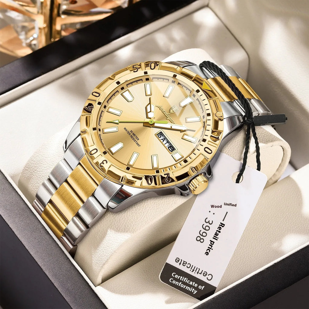 Swiss men's luminous waterproof watch with 6mm thickness in silver case green dial configuration