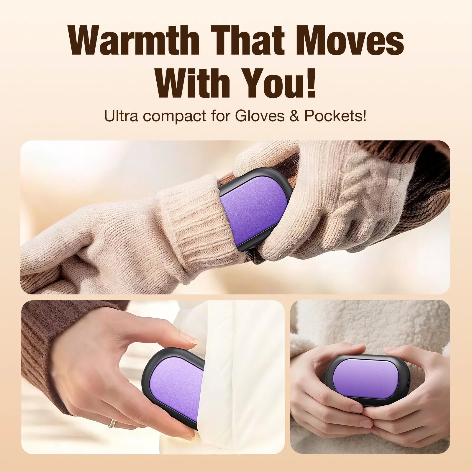 Walnut colour magnetic split rechargeable mini USB hand warmer with ink painting bamboo design