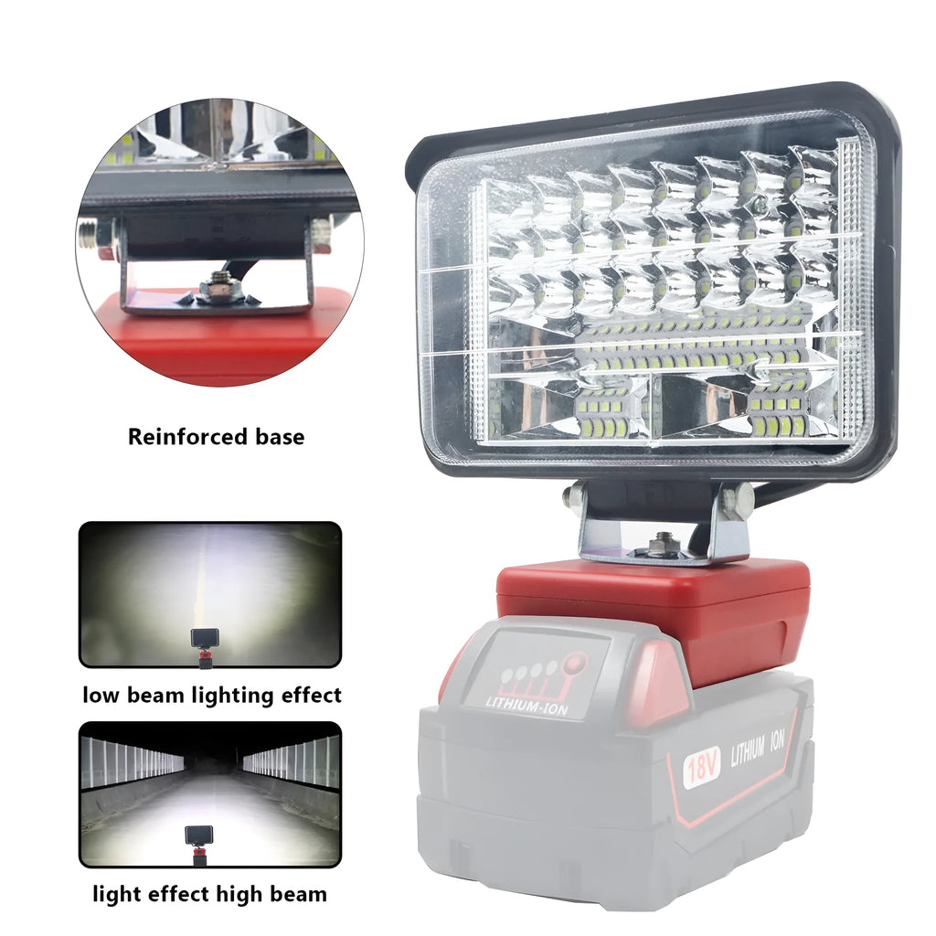 Outdoor camping engineering light for Milwaukee Mivoch battery, dual USB fast charging, 3-8 inch sizes, ABS base