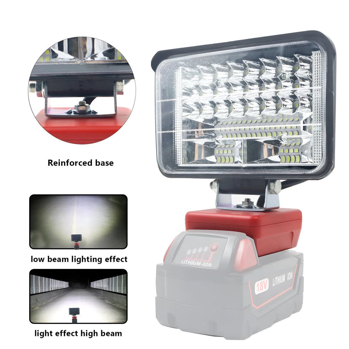 Outdoor camping engineering light for Milwaukee Mivoch battery, dual USB fast charging, 3-8 inch sizes, ABS base