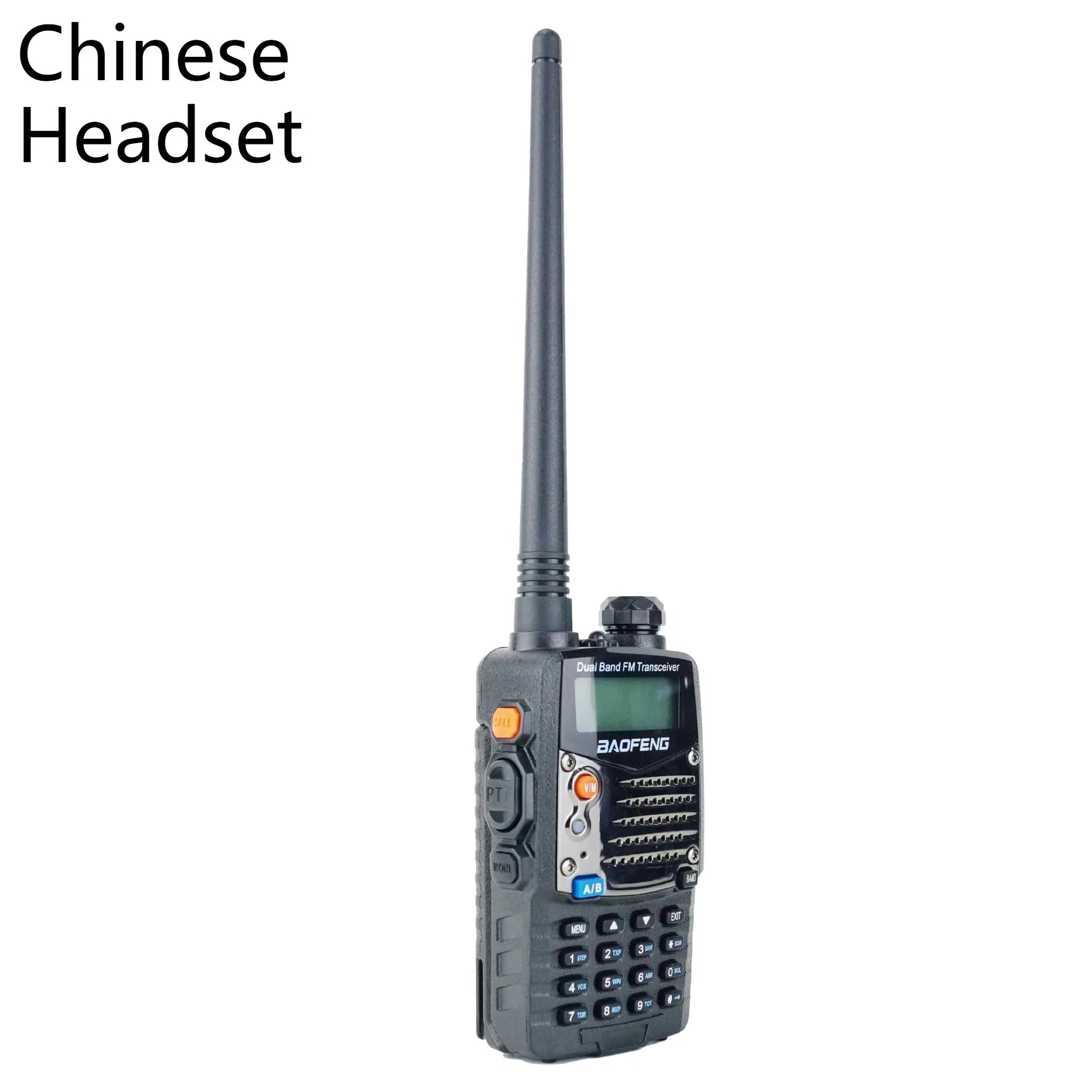 Baofeng UV-5RA dual-band walkie talkie with dual display and multiple headset configuration options
