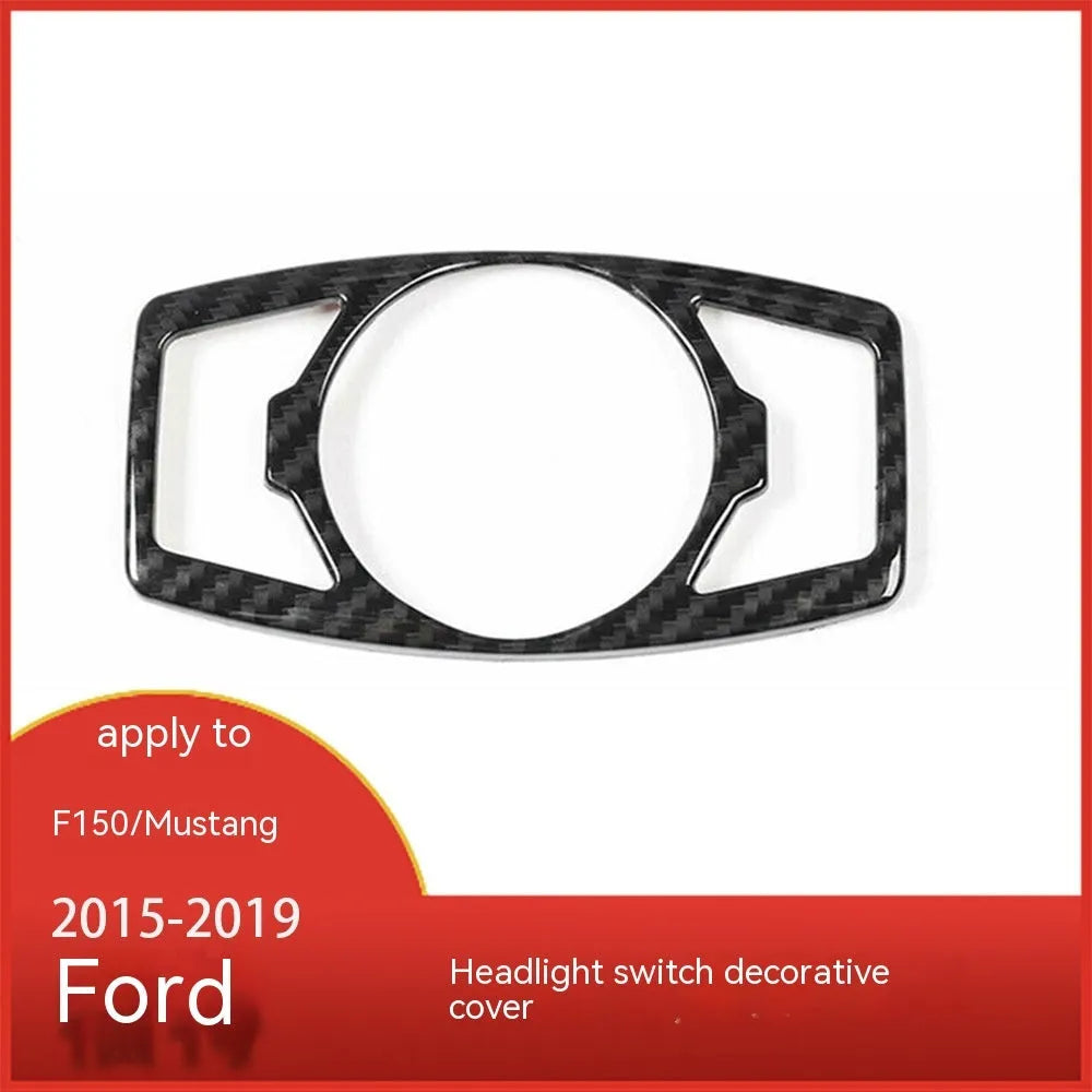 Carbon fibre finish headlight control panel decorative paster for Ford F150 Wild Horse 2015-2019
