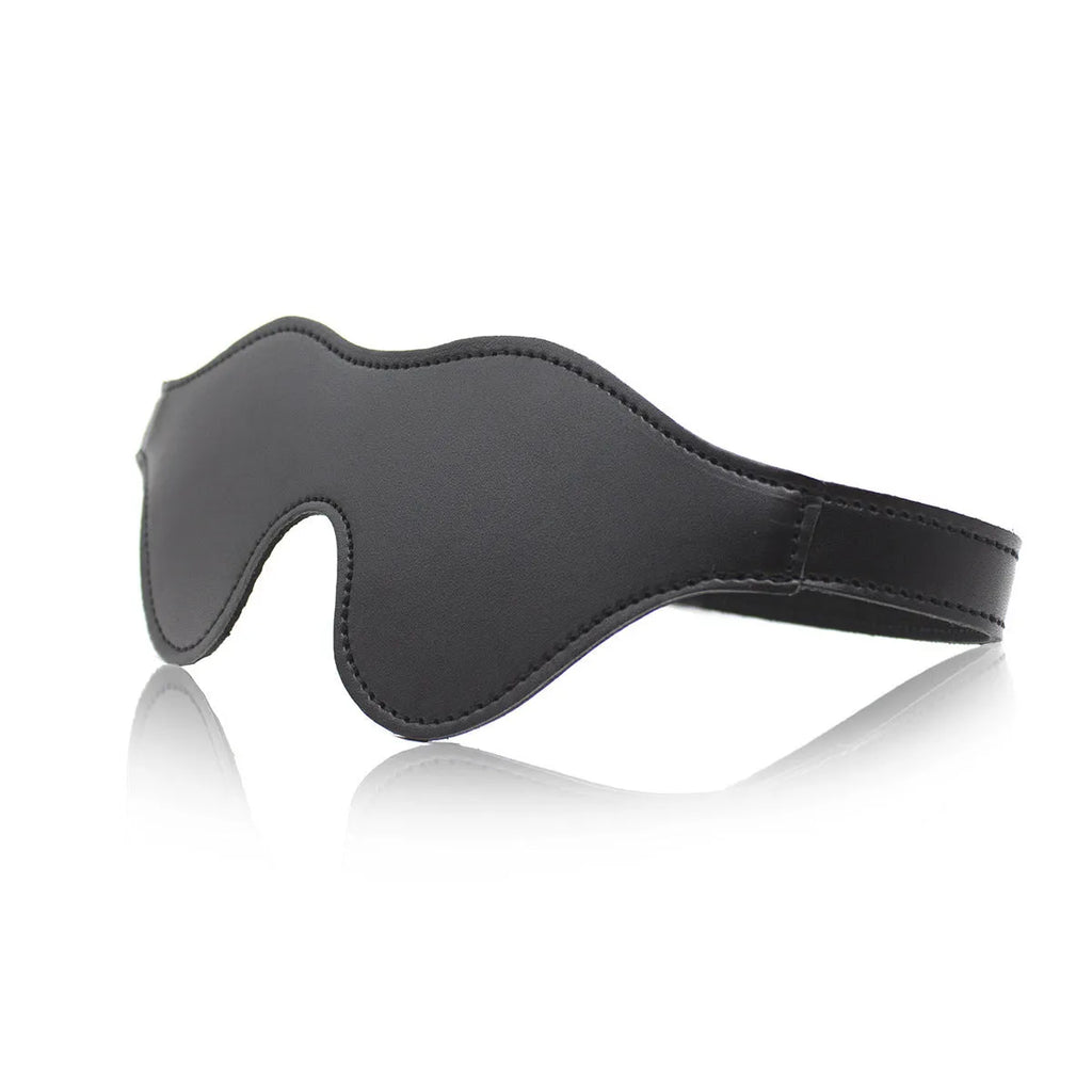 Women's three-dimensional leather eye mask with metal hardware and adjustable Velcro fastening