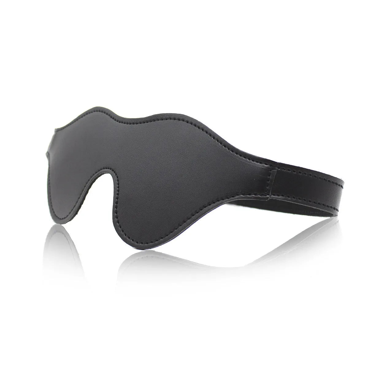 Women's three-dimensional leather eye mask with metal hardware and adjustable Velcro fastening