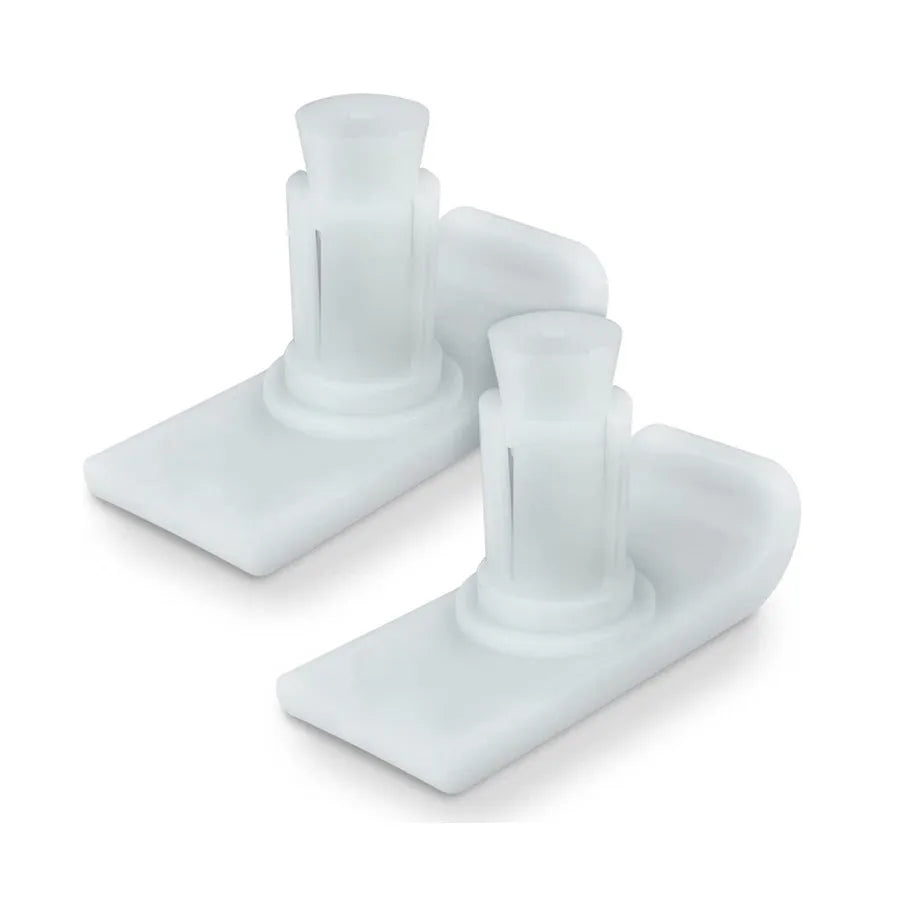 White POM walker sled foot mat glide plate accessory, one pair shown