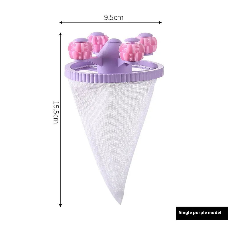 Universal washing machine filter screen in PP TPR polyester for hair and lint removal, blue pink purple or random colour