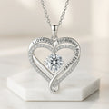 Heart of Eternity double-layer love necklace with micro-inlaid heart pendant in silver or gold colour option.
