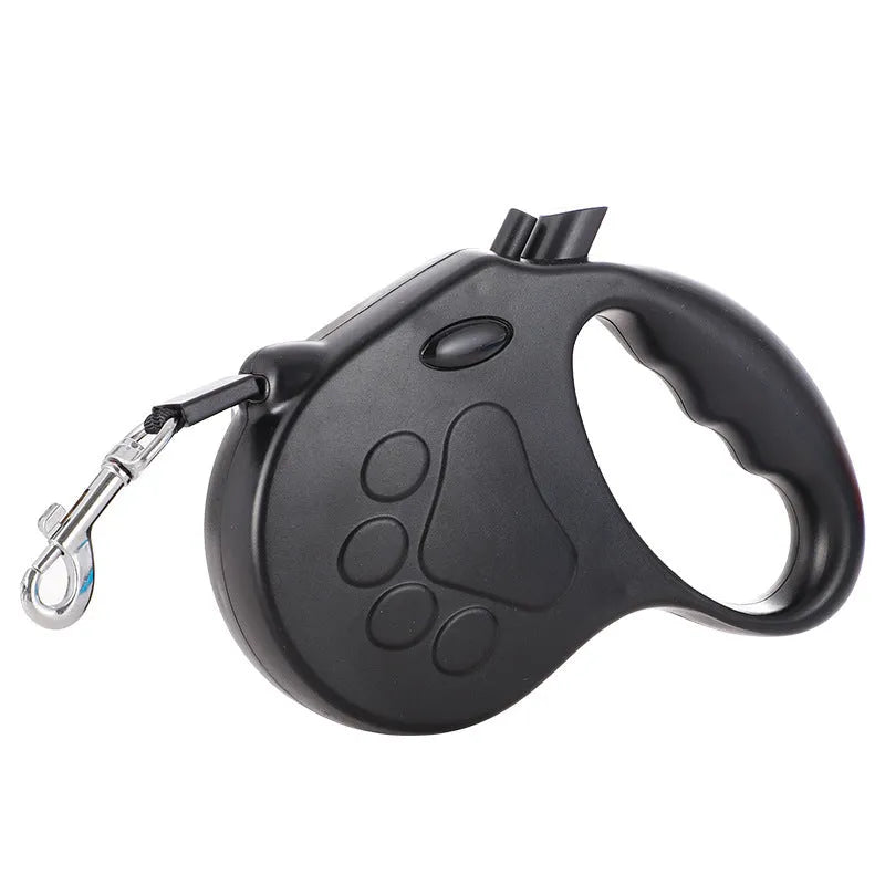 Automatic telescopic traction rope for pets in ABS, 140x168mm, with lock button and retractable cord, ten colours available