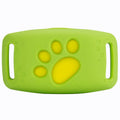 Compact black and yellow waterproof GPS pet tracker device with dimensions 65.5mm by 37mm.