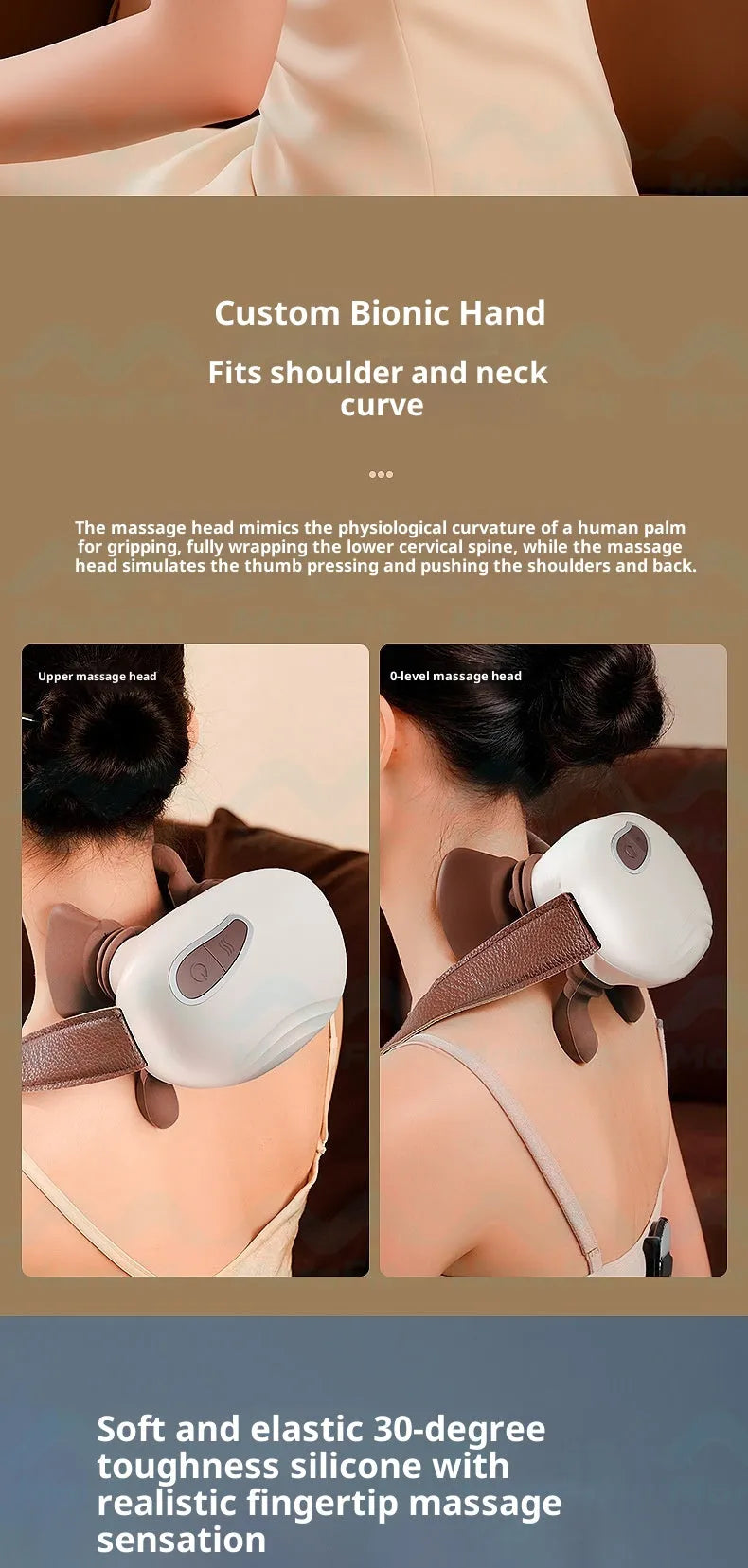 Rechargeable kneading massage shoulder wrap in picture colour with Type-C charging and adjustable temperature