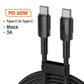 Black woven USB cable with aluminium alloy connectors shown at 100W fast charge length options