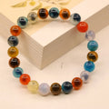 Women's natural agate snake bracelet with copper coin and coloured glaze decoration in choice of symbolic patterns