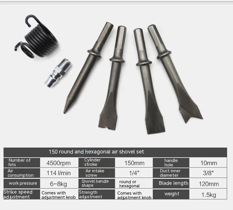 150mm steel air hammer tool with hex and round handle options for brake and rust removal