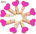 Handmade solid wood heart-shaped clip in red, white, yellow, rose, and pink colours.