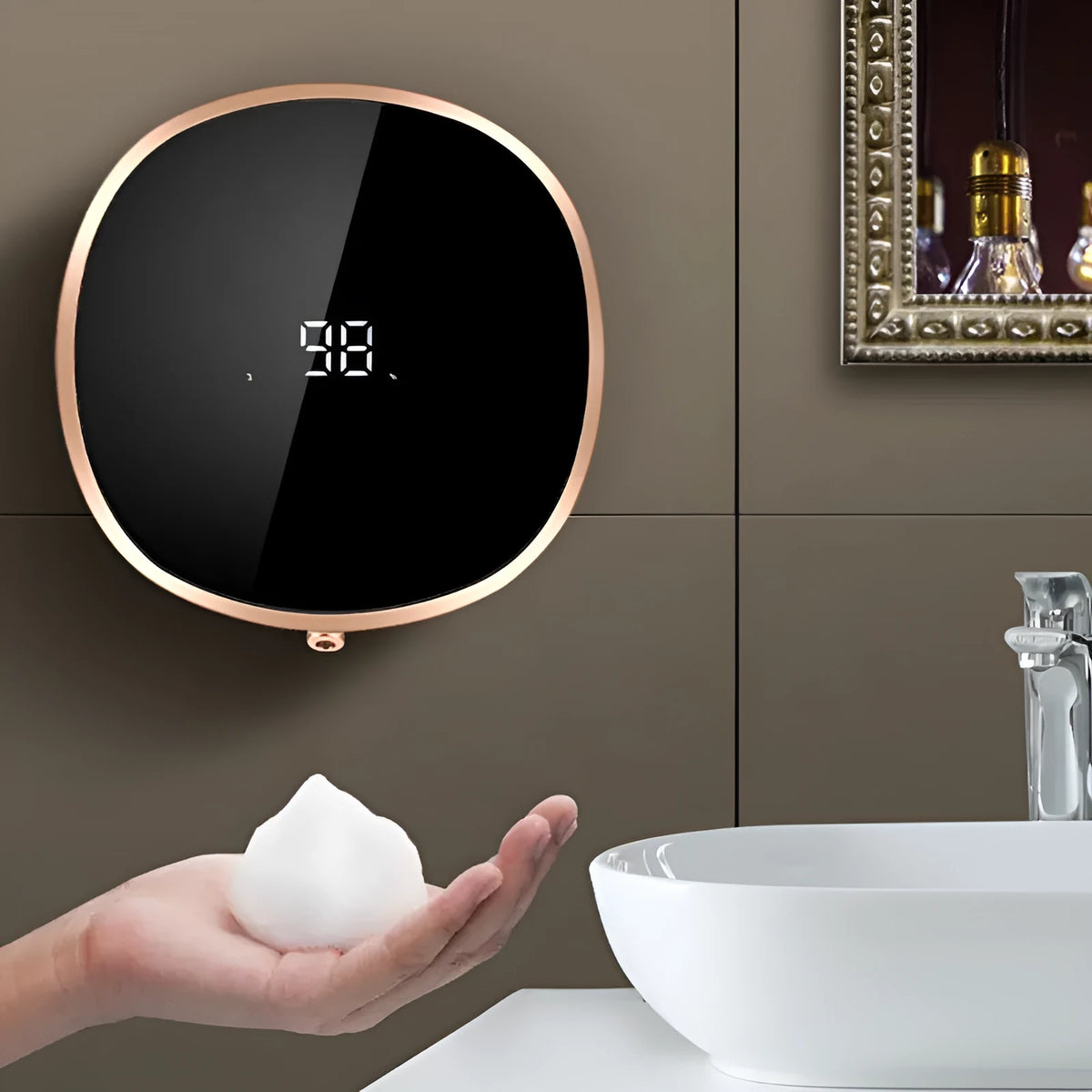 Automatic foam soap dispenser, 280ml, white or black, ABS PC plastic, infrared sensor and USB charging
