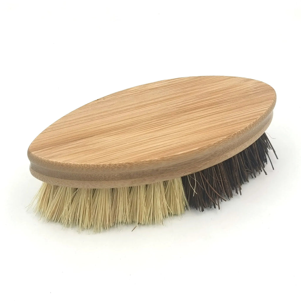 Bamboo two-tone oval vegetable brush for fruit and vegetable cleaning
