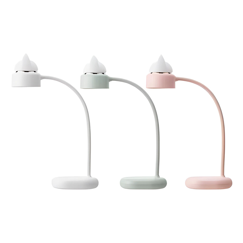 White USB-powered LED desk lamp with clip mount and touch controls