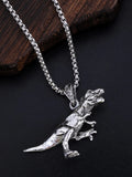 New Hip Hop Style Titanium Dinosaur Pendant necklace on display