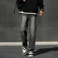 Men's smoky black jeans with wool lining standard gray colour polyester fabric youth style