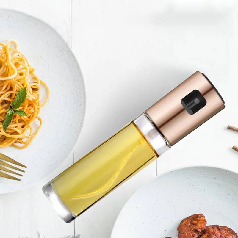 Gold ABS and glass oil vinegar spray bottle with pump for kitchen and BBQ cooking