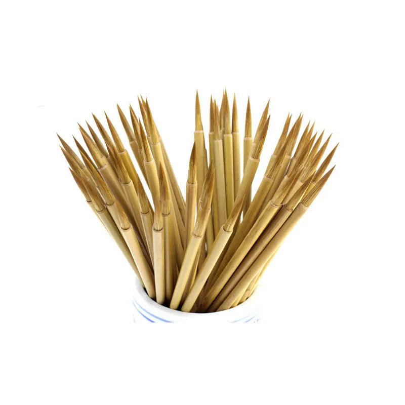 Langhao hook line art calligraphy brush with wolf hair nib in Size S on a white background.