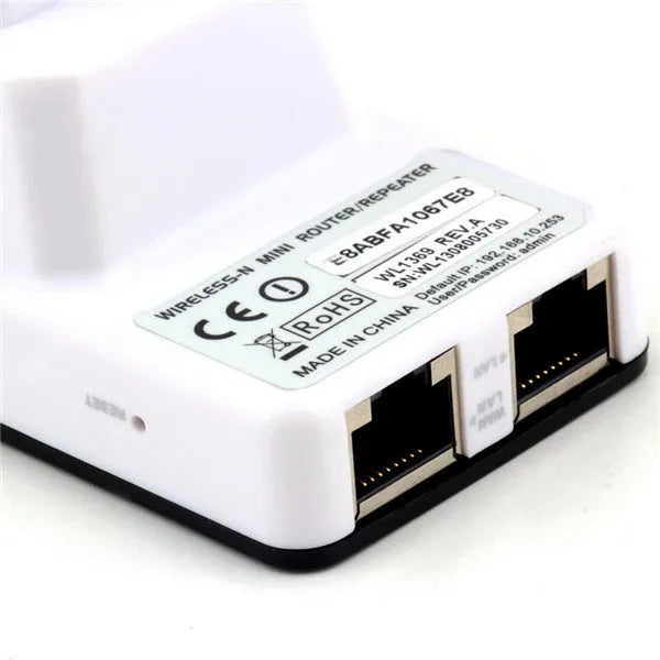 300Mbps Wireless-N Mini Router with compact travel design and WPS security button