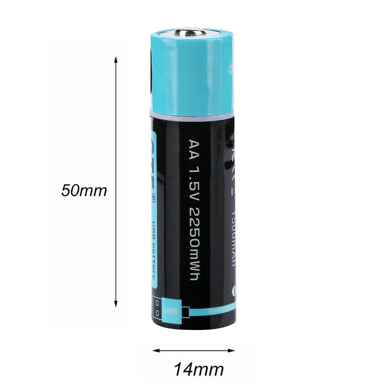USB rechargeable AA battery 1.5V 1500mAh with Micro USB charging port and smart protection chip