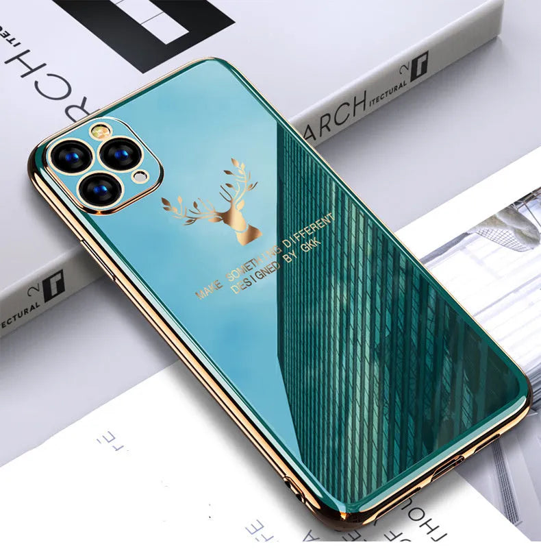 Black TPU full lens back cover case for iPhone on a flat surface.