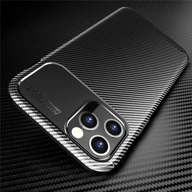 Black silicone protective case on an iPhone 12, showing simple design and precise fit.