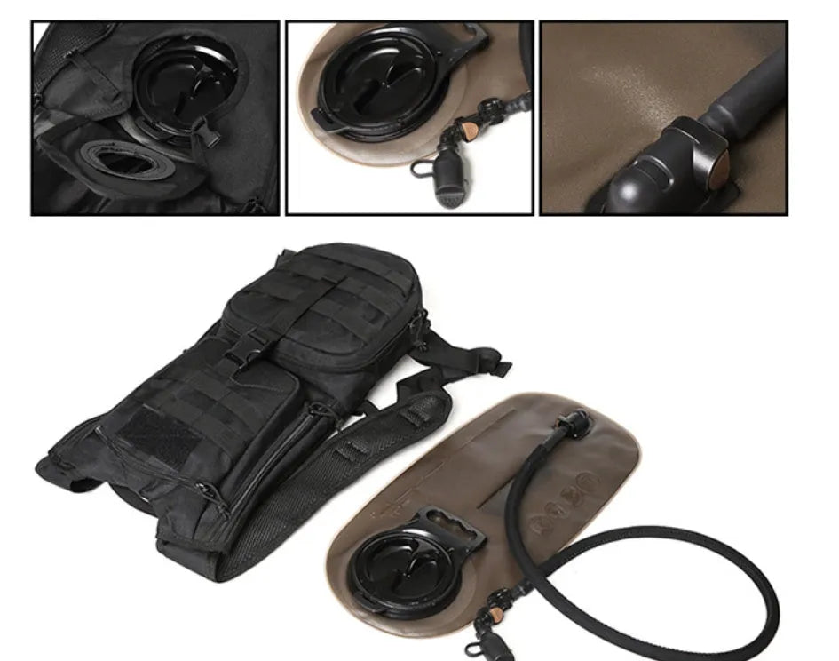 Hydration tactical cycling backpack, Oxford cloth, 3L capacity, 100cm tube, 47x20x10cm, for cycling and mountaineering.