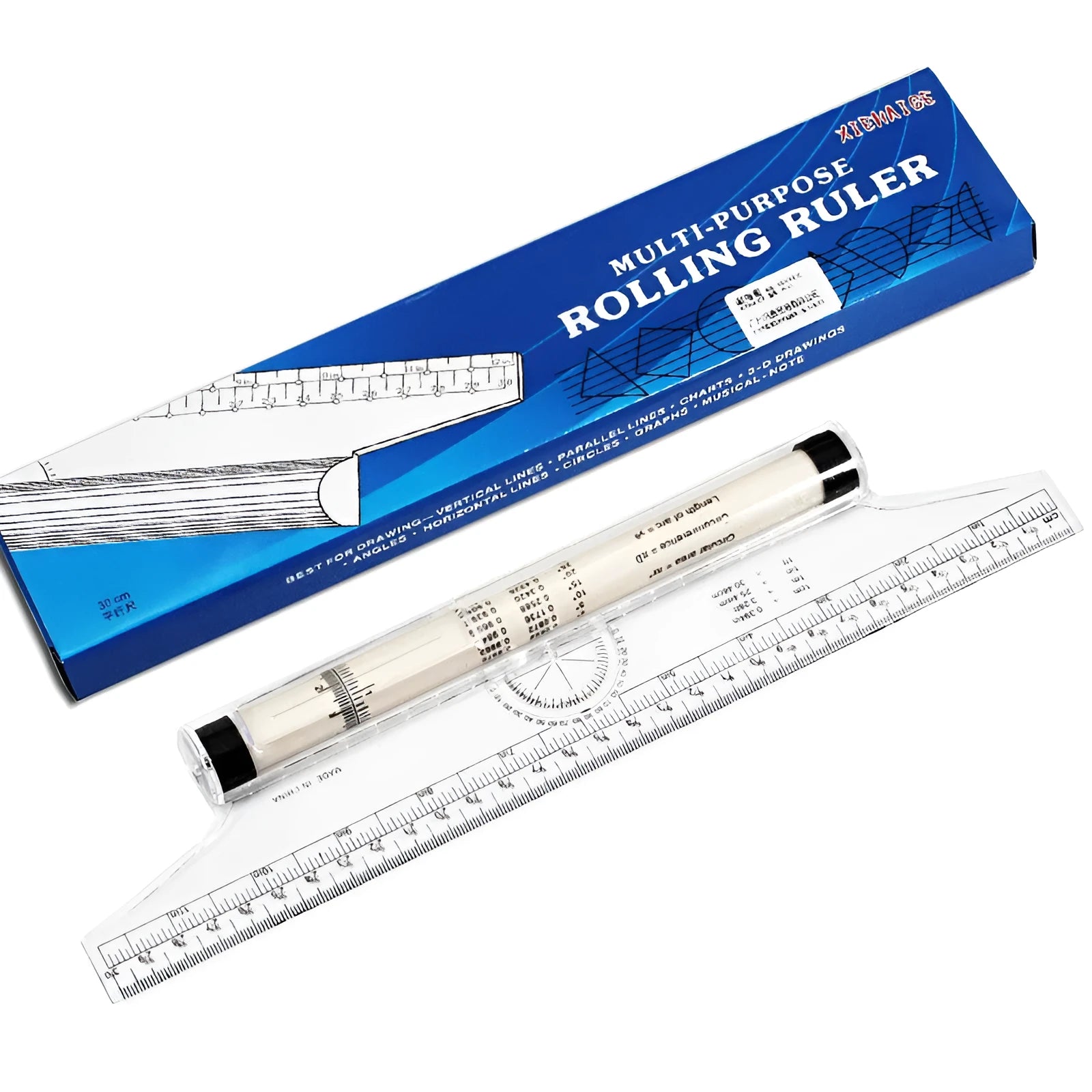 30cm plastic multifunctional rolling ruler with rollers and measuring scales