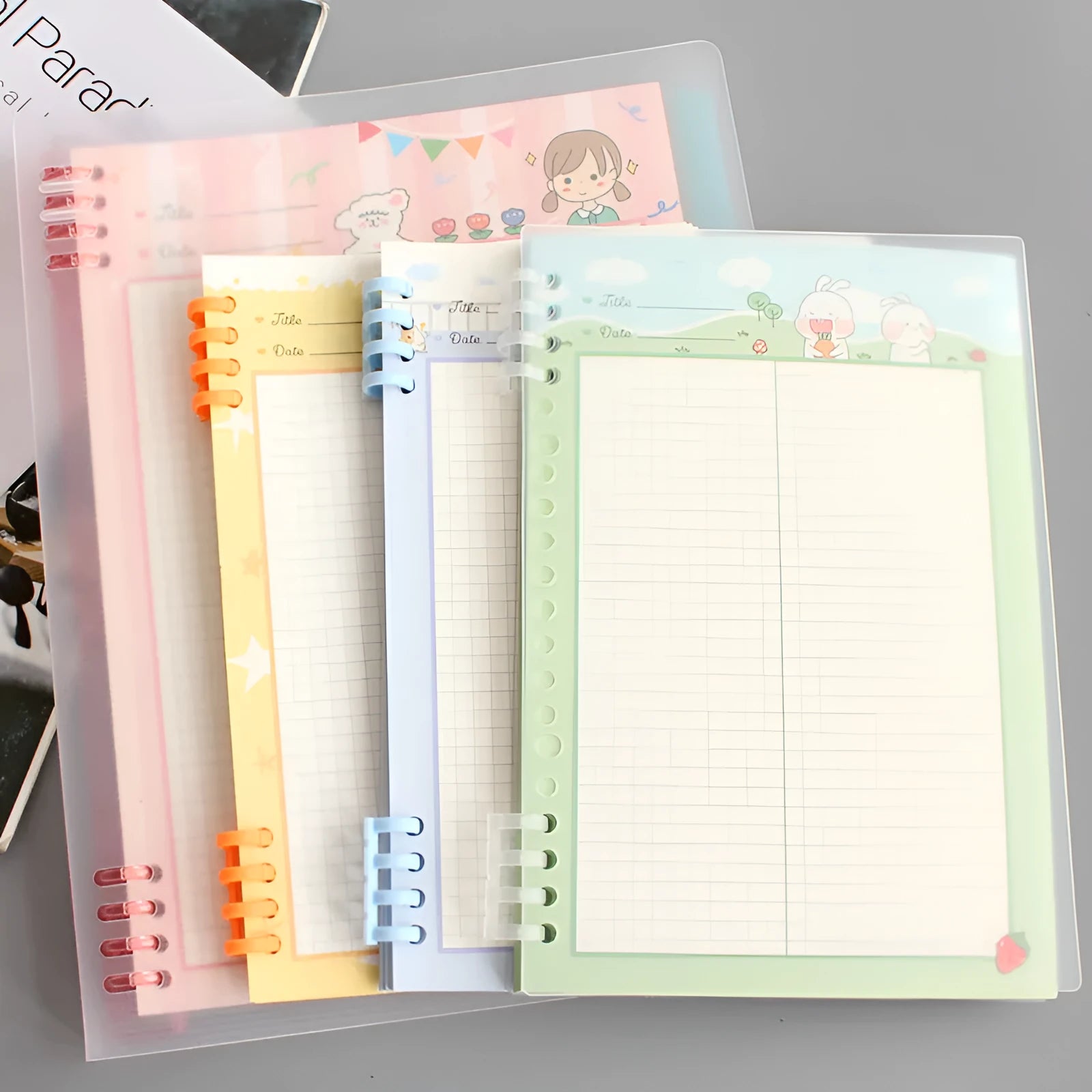 B5 loose-leaf refill notebook with PP plastic shell and 40-page paper pad