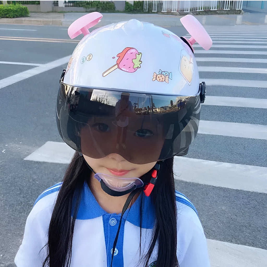 Pair of PC wing helmet decorations for motorcycle or electric car helmets, available in blue, lake blue, white, red, and pink.
