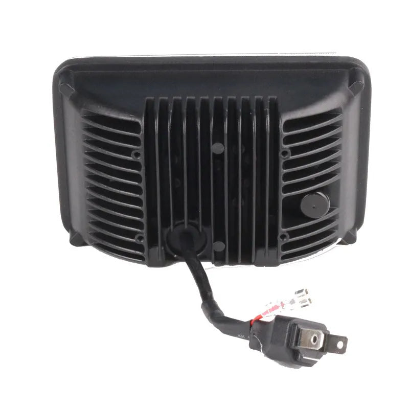 Black 5 inch square LED car headlight with die-cast aluminium housing and polycarbonate lens